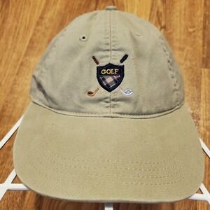 Vintage 90s Golf Hat Cap Men Strapback Khaki Embroidered Logo Cherokee